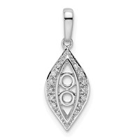 14K White Gold Family Jewelry Diamond Semi-Set Pendant view 3