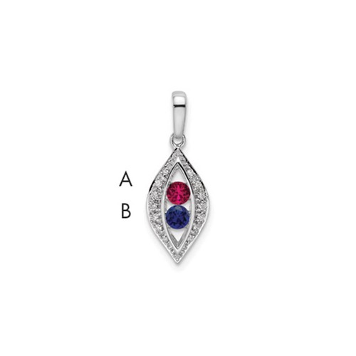 14K White Gold Family Jewelry Genuine Stone & Diamond Set Pendant