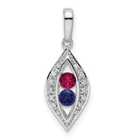 14K White Gold Family Jewelry Diamond Semi-Set Pendant view 2