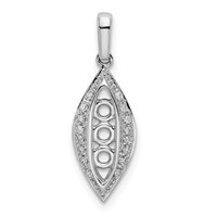 14K White Gold Family Jewelry Synthetic Stone & Diamond Set Pendant view 3