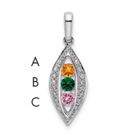 14K White Gold Family Jewelry Synthetic Stone & Diamond Set Pendant view 1