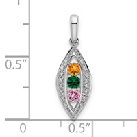 14K White Gold Family Jewelry Synthetic Stone & Diamond Set Pendant view 4