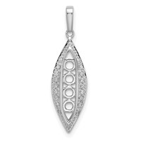 14K White Gold Family Jewelry Genuine Stone & Diamond Set Pendant view 4