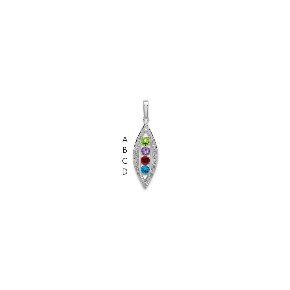 14K White Gold Family Jewelry Genuine Stone & Diamond Set Pendant