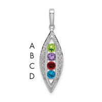 14K White Gold Family Jewelry Genuine Stone & Diamond Set Pendant view 1