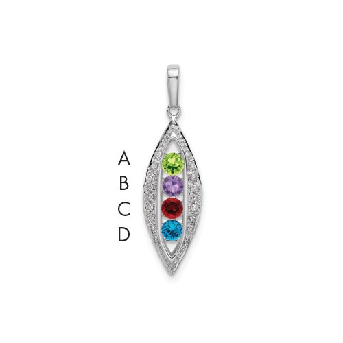 14K White Gold Family Jewelry Synthetic Stone & Diamond Set Pendant