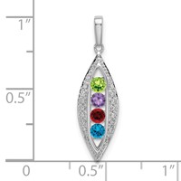 14K White Gold Family Jewelry Genuine Stone & Diamond Set Pendant view 5