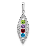14K White Gold Family Jewelry Genuine Stone & Diamond Set Pendant view 2