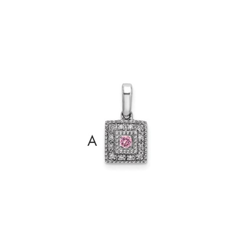 14K White Gold Family Jewelry Diamond Semi-Set Pendant