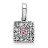 14K White Gold Family Jewelry Diamond Semi-Set Pendant view 2