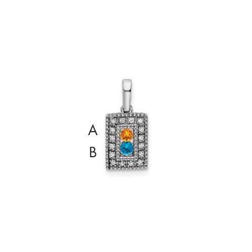 14K White Gold Family Jewelry Diamond Semi-Set Pendant