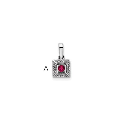 14K White Gold Family Jewelry Genuine Stone & Diamond Set Pendant