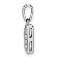 14K White Gold Family Jewelry Synthetic Stone & Diamond Set Pendant view 3