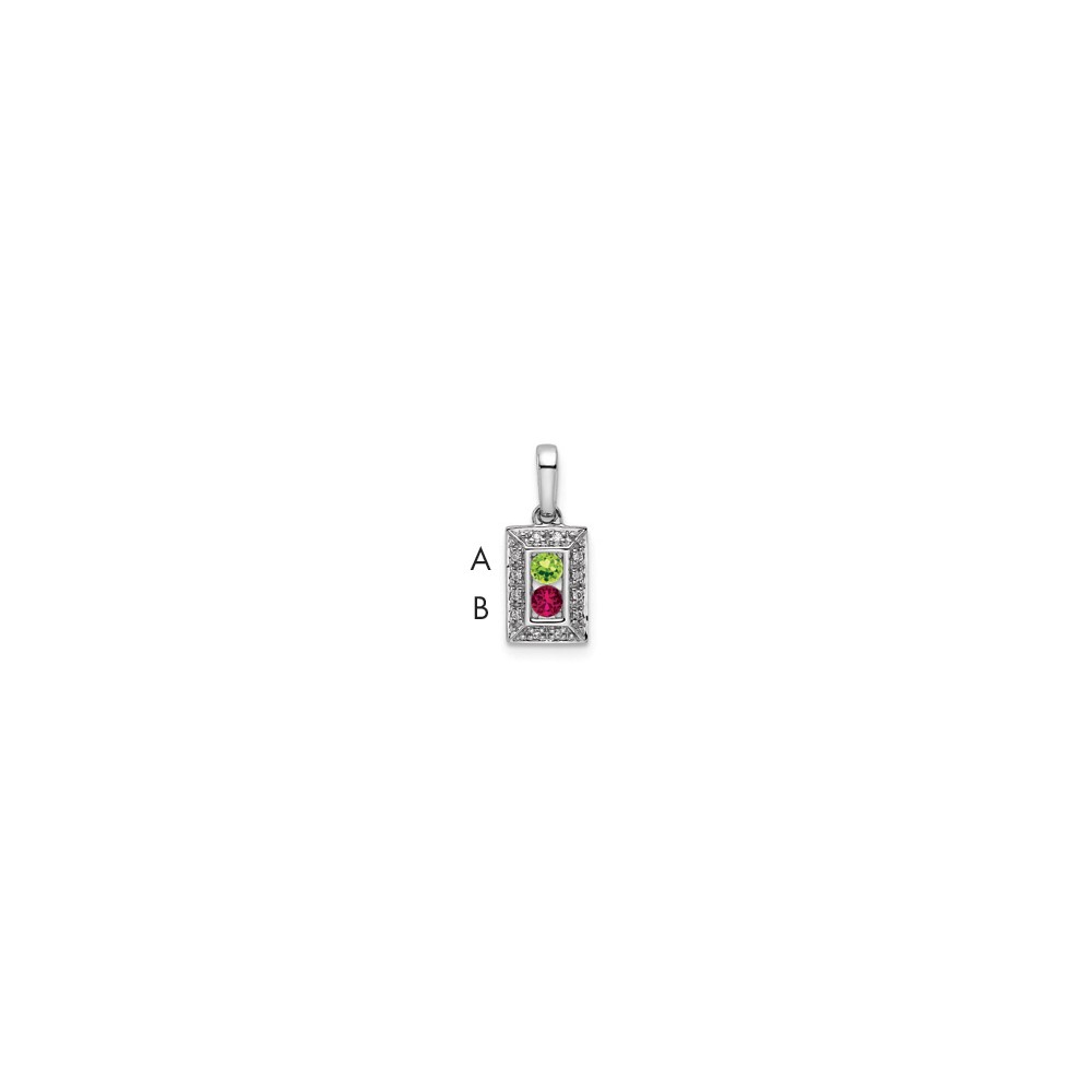 14K White Gold Family Jewelry Synthetic Stone & Diamond Set Pendant