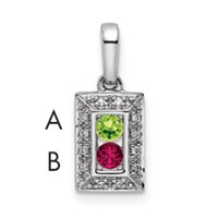 14K White Gold Family Jewelry Synthetic Stone & Diamond Set Pendant view 1