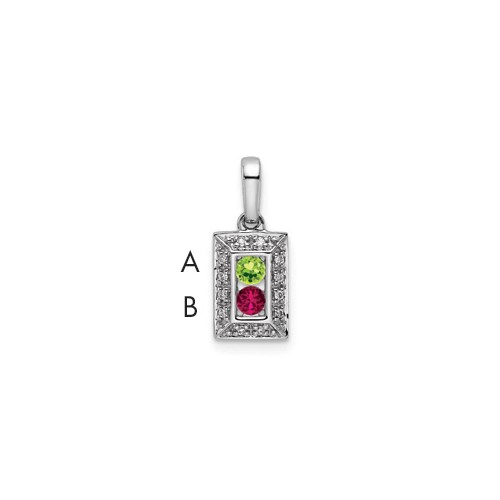 14K White Gold Family Jewelry Synthetic Stone & Diamond Set Pendant