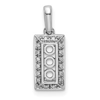 14K White Gold Family Jewelry Synthetic Stone & Diamond Set Pendant view 5