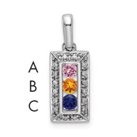14K White Gold Family Jewelry Synthetic Stone & Diamond Set Pendant view 1