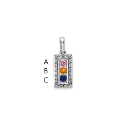 14K White Gold Family Jewelry Genuine Stone & Diamond Set Pendant