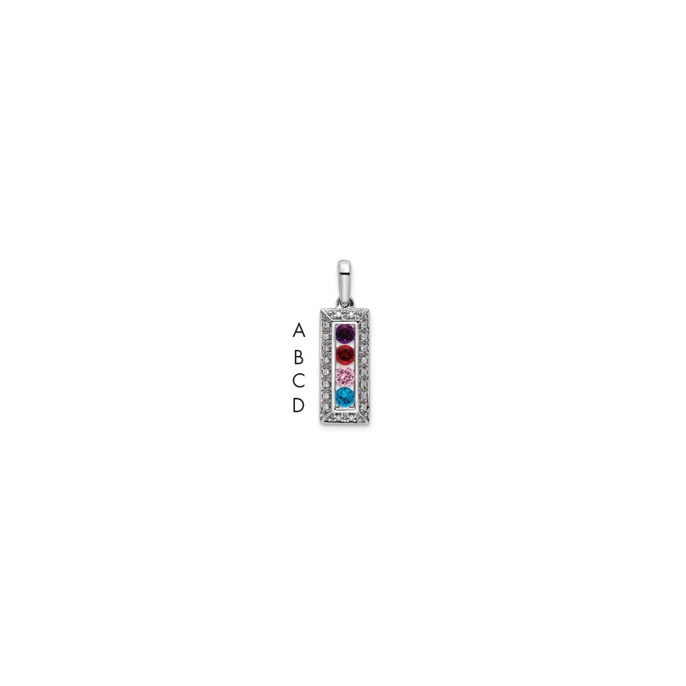 14K White Gold Family Jewelry Diamond Semi-Set Pendant