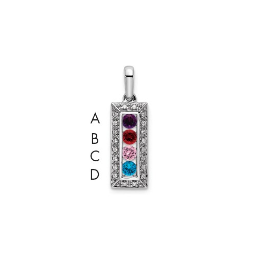 14K White Gold Family Jewelry Diamond Semi-Set Pendant