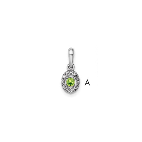 14K White Gold Family Jewelry Synthetic Stone & Diamond Set Pendant