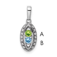 14K White Gold Family Jewelry Synthetic Stone & Diamond Set Pendant view 1