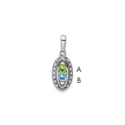 14K White Gold Family Jewelry Genuine Stone & Diamond Set Pendant