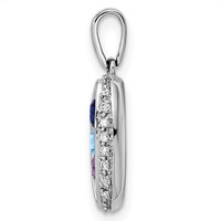 14K White Gold Family Jewelry Genuine Stone & Diamond Set Pendant view 3