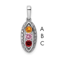 14K White Gold Family Jewelry Genuine Stone & Diamond Set Pendant view 1
