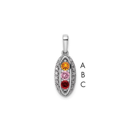 14K White Gold Family Jewelry Genuine Stone & Diamond Set Pendant