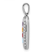 14K White Gold Family Jewelry Genuine Stone & Diamond Set Pendant view 3