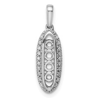 14K White Gold Family Jewelry Genuine Stone & Diamond Set Pendant view 5
