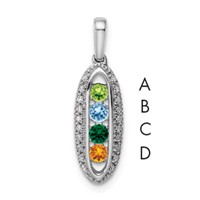14K White Gold Family Jewelry Genuine Stone & Diamond Set Pendant view 1