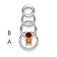 14K White Gold 2 Synthetic Stone Family Pendant view 1