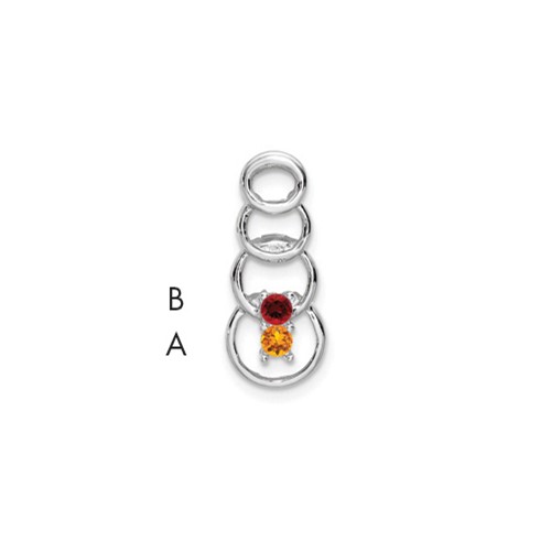 14K White Gold 2 Synthetic Stone Family Pendant