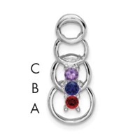 14K White Gold 3 Genuine Stone Family Pendant view 1