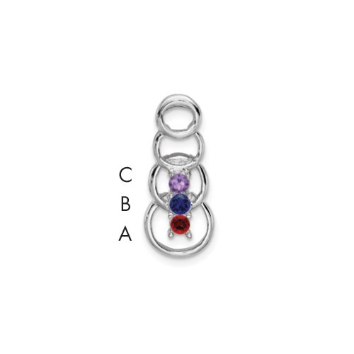 14K White Gold 3 Synthetic Stone Family Pendant