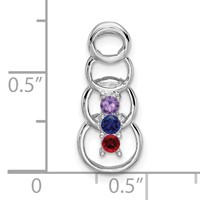 14K White Gold 3 Genuine Stone Family Pendant view 4