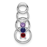14K White Gold 3 Genuine Stone Family Pendant view 2