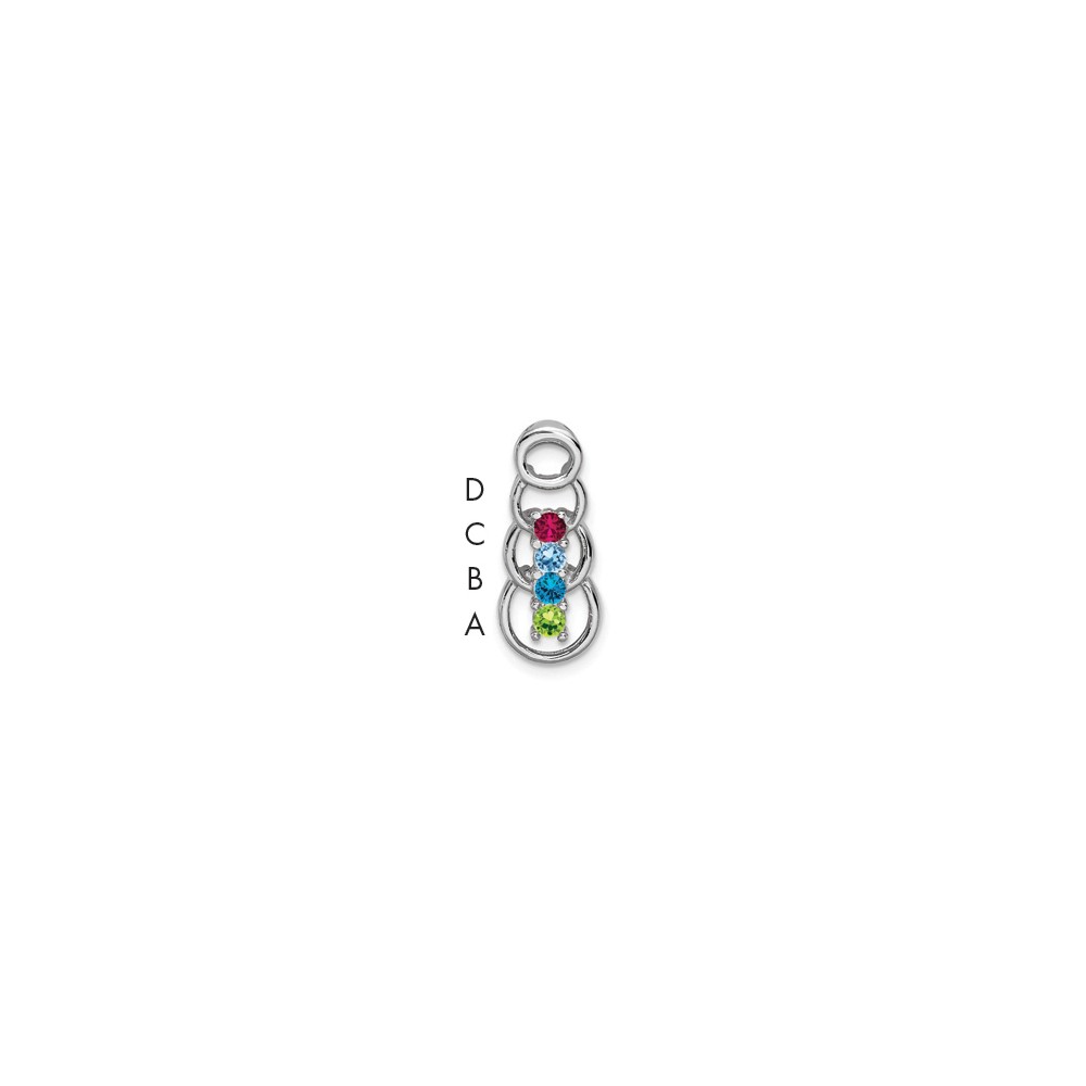 14K White Gold 4 Genuine Stone Family Pendant