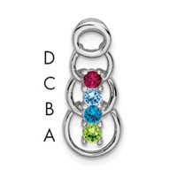 14K White Gold 4 Genuine Stone Family Pendant view 1