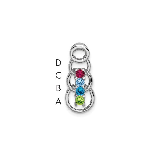 14K White Gold 4 Synthetic Stone Family Pendant
