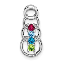 14K White Gold 4 Genuine Stone Family Pendant view 2
