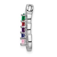 14K White Gold 5 Genuine Stone Family Pendant view 3