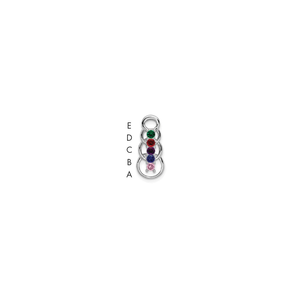 14K White Gold 5 Genuine Stone Family Pendant
