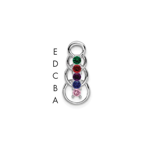 14K White Gold 5 Genuine Stone Family Pendant