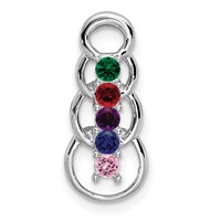 14K White Gold 5 Genuine Stone Family Pendant view 2