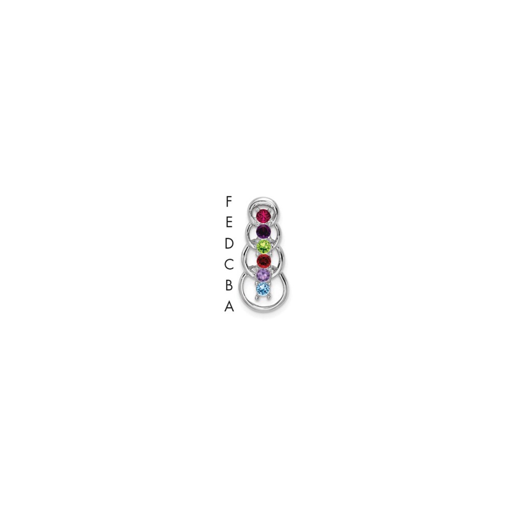 14K White Gold 6 Genuine Stone Family Pendant