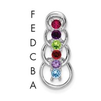 14K White Gold 6 Genuine Stone Family Pendant view 1
